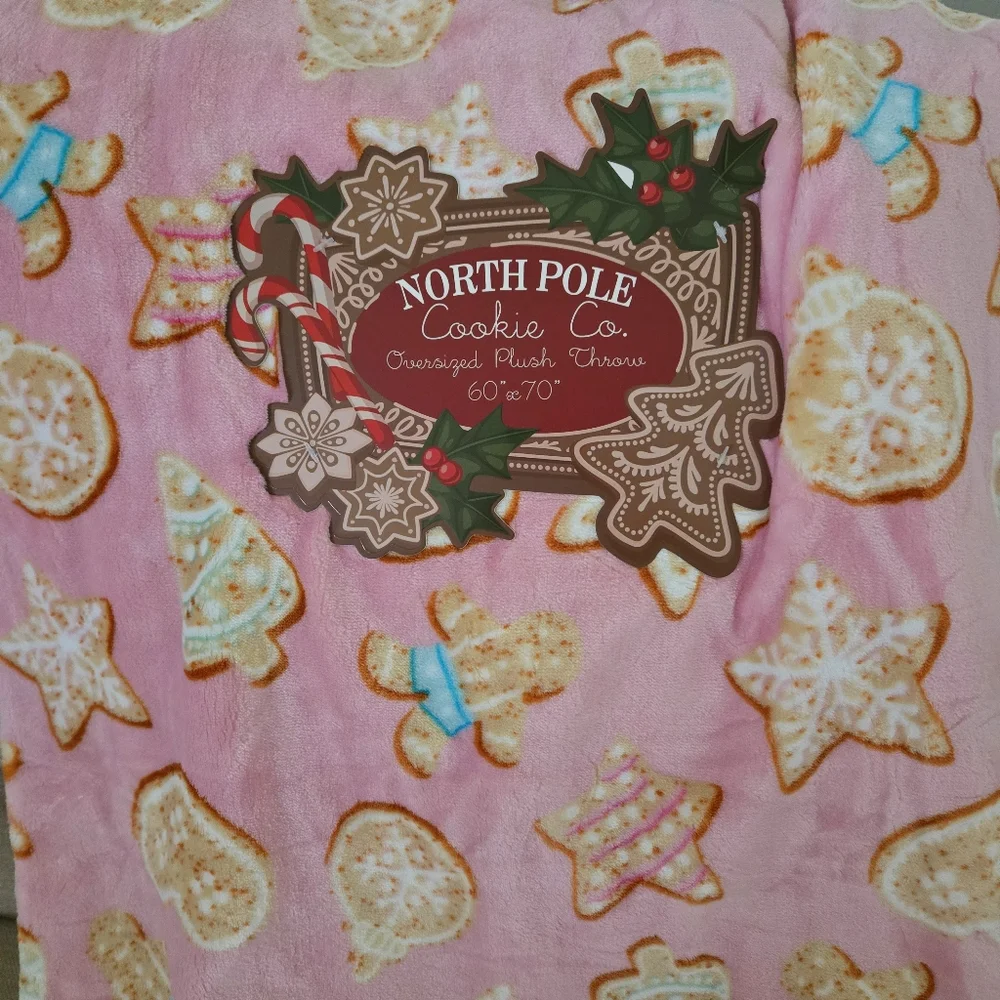 North Pole Cookie Company Sugar Cookie Oversized Throw Blanket New With Tags
